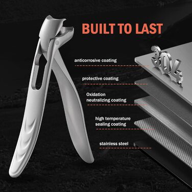 Кусачки для нігтів BEZOX ергономічні з похилим лезом для товстих нігтів (сріблясті) + пилочка для нігтів. Кусачки для нігтів для літніх людей, чоловіків та жінок.