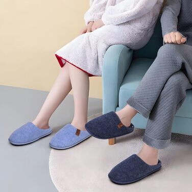 Тапочки чоловічі COFACE з фетру, теплі та зручні, з антиковзкою гумовою підошвою, розмір 40-49, темно-синій