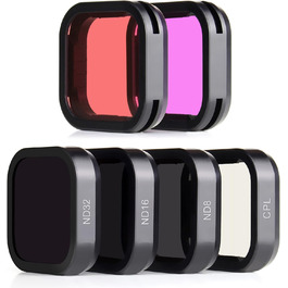Фільтри SOONSUN CPL, ND8, ND16, ND32 для GoPro Hero 12, 11, 10, 9 - Набір нейтральних фільтрів та поляризатора, захист об'єктива, 4 шт.