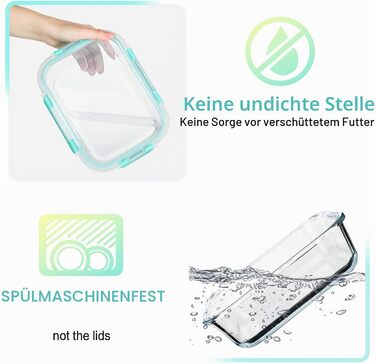 Набір скляних контейнерів для зберігання їжі MCIRCO Glas-Frischhaltedosen 1040 мл (5 шт) з кришками та силіконовим ущільнювачем, зелений колір - ідеально для Meal Prep