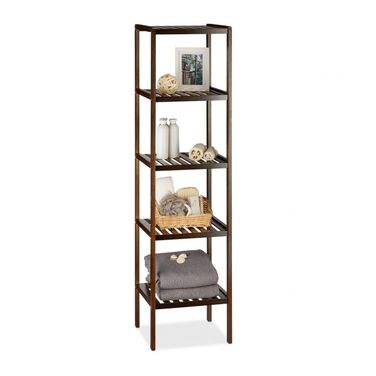 Relaxdays Bamboo Bathroom Shelf, Dark Brown