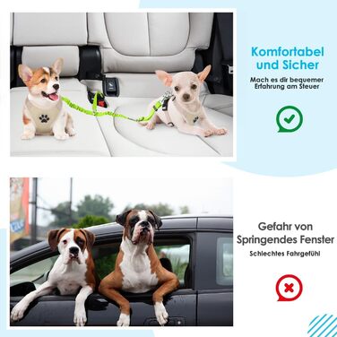 Ремінь безпеки для собак SlowTon у машину, 2 в 1, еластичний, регульований, світловідбиваючий, для подорожей та прогулянок, 2 шт. Limone