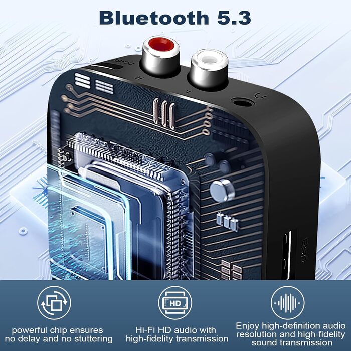 Bluetooth адаптер Aux 3.5 мм: Bluetooth 5.3 стереоприймач для аудіосистеми, автомобіля, підсилювача