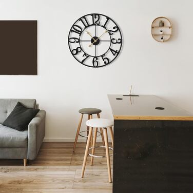 Mee 2ou Wall Clock Modern Nearly Silent Without Ticking - 40cm Diameter Wall Clocks Modern Living Room Wall Clock Vintage For Bedroom Kitchen Office Country House Style Industrial Style
