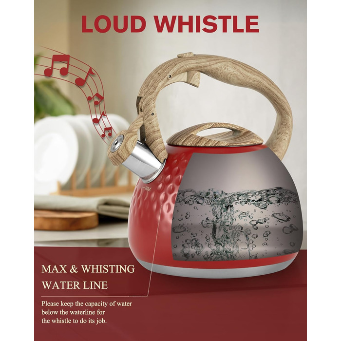 Чайник для заварювання Teekessel 2,7 л з емальованим покриттям зеленого кольору з імітацією дерева, з носиком, з нержавіючої сталі, антипригарний, з термостійкою ручкою оливкового кольору (Класичний червоний)