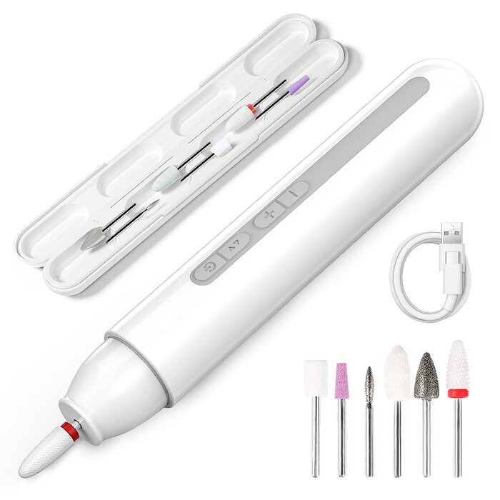 Електрична машинка для манікюру та педикюру TOUCHBeauty AG-1738: професійна бездротова фрезерна машинка з 6 насадками, USB-зарядка, регульована швидкість