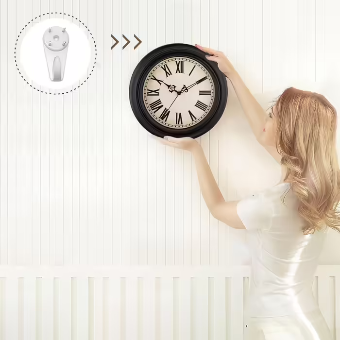 Plumeet Wall Clock - Quiet Retro Classic Wall Clock without Ticking for Living Room, Bedroom, Battery Operated (Roman Numerals) (Black, 40.6cm)