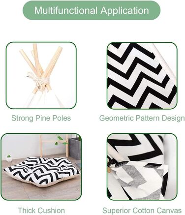 Палатка для тварин Tipi, 60x60x70 см: ліжко для собак та котів з двостороннім килимком, знімний та пральний дизайн