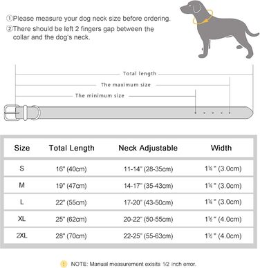 Нашийник для собак Didog з натуральної шкіри, плетений, з персоналізованою гравіюваною табличкою, регульований, міцний, чорний, розмір L (17.0-20.0 см, ширина 3.2 см)
