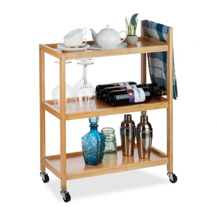 Relaxdays Serving Trolley Bamboo