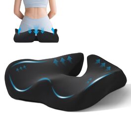 Ортопедична подушка для сидіння BRO Extra Großes з чохлом Ice Silk, Memory Foam. Ергономічна подушка для підтримки куприка для офісного крісла, авто та інвалідного візка.