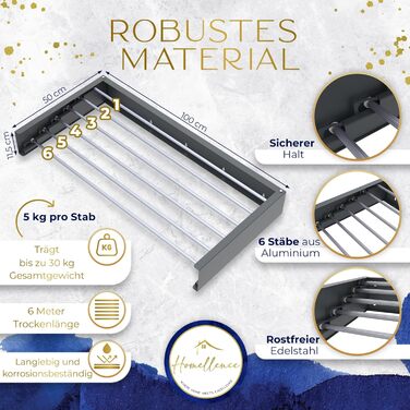 Настінна сушарка для білизни Homellence - висувна, 3.50м, білий/антрацит