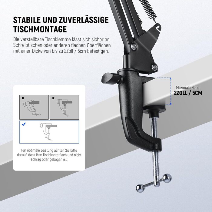 Кріплення для мікрофону Neewer MS006 – Шарнірний мікрофонний стійка з кріпленням 3/8' - 5/8' для Blue Yeti, Snowball, Quadcast та інших мікрофонів (до 1.5кг)