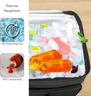 Foldable Cooler Bag 25L/45L/52L - Outdoor Cooler Box with 16h Cooling Function and Carrying Straps, Waterproof Picnic Bag Insulated Bag with Shelf, Insulated Bag - Anthracite or Grey - IceBreezer (Anthracite - Size L: 52l)