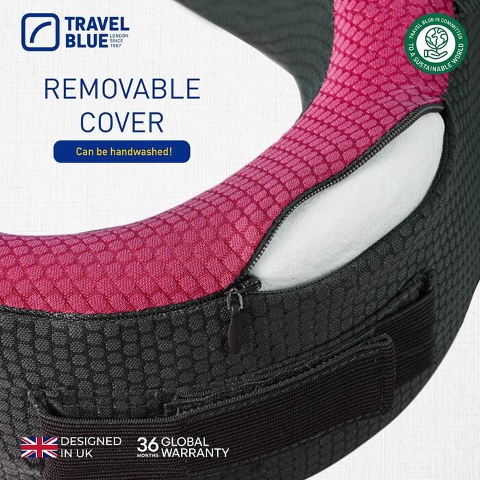 Travel Blue Dreamer Neck Pillow - Memory Foam Travel Pillow for Airplane, Car & Train - Breathable Mesh, Removable Cover, Comfortable Support