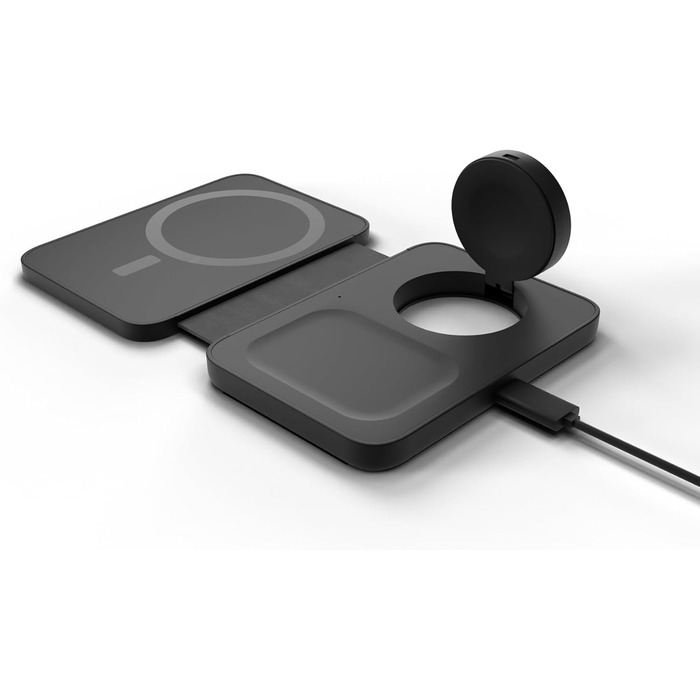 Зарядна станція Mous 3-в-1 MagSafe сумісна: Бездротовий зарядний пристрій для Apple Watch, iPhone 17/16/15/14, Pixel 10, Samsung Galaxy S26/S25 та AirPods