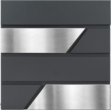 Поштова скринька Verda з газетницею, антрацит RAL 7016, срібло, 37x37x11 см, 2 ключі, комплект для монтажу. Дизайнерська настінна поштова скринька