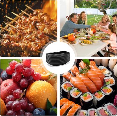 Прямокутні сервіровочні тарілки Teller Rechteckig, чорний порцеляновий набір для закусок, десертів, суші, салатів та інших страв (Ljp5008-6)