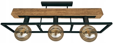 Люстра-ліхтар у стилі лофт з масивною дерев'яною балкою, дерево та метал