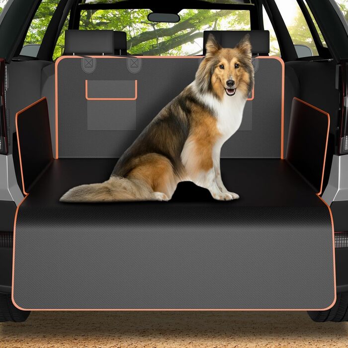 Захист для багажника автомобіля для собак з боковими та захистом краю, універсальна сумка 185x102 см, 600D, водонепроникний, стійкий до подряпин, килимок для багажника для собак, покривало для автомобіля, SUV, Van, Оранжевий