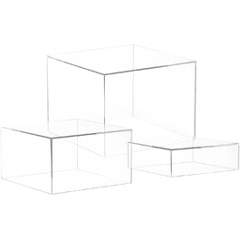 Акрилові стенди для буфету 6x7x8 дюймів, набір із 3-х прозорих кубічних підставок для презентації їжі, десертів, кексів, цукерок, бранчу, прикрас, колекцій