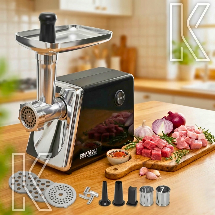 Електрична м'ясорубка-шинковка для приготування ковбас, 2200 Вт