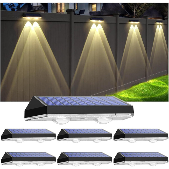 Outdoor Solar Lights - Waterproof Garden Lamps with LED for Terrace, Garden, Steps & Stairs, 2 Modes (Warm White/Color Changing) - 6 Pack