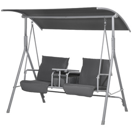 Outsunny Hollywood 2-Seater Swing Bench with Canopy, Bag, Garden Swing with Tray, Holds up to 180 kg, for Garden, Balcony, Black | Aosom