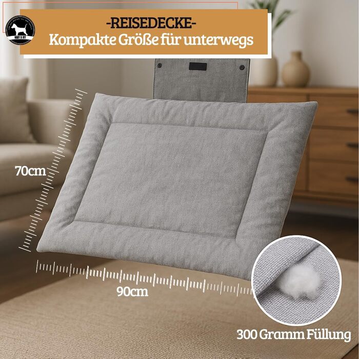 Килимок для собак Abby & Ivy 90x70 см - Зручний, складаний, миючий, для подорожей та активного відпочинку. Підходить для маленьких та середніх собак.