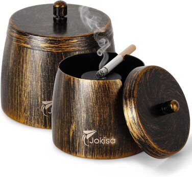 Набір ашеновічників для вулиці 2 шт., нержавіюча сталь, ретро дизайн, з кришкою, для внутрішнього та зовнішнього використання, вітрозахисний, з неслизьким дном, для саду, бару та балкону