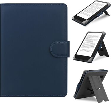 Чохол для Kindle, Kobo, Pocketbook, Tolino, Sony eReader (6.8'') з підставкою, шкіра, блакитний