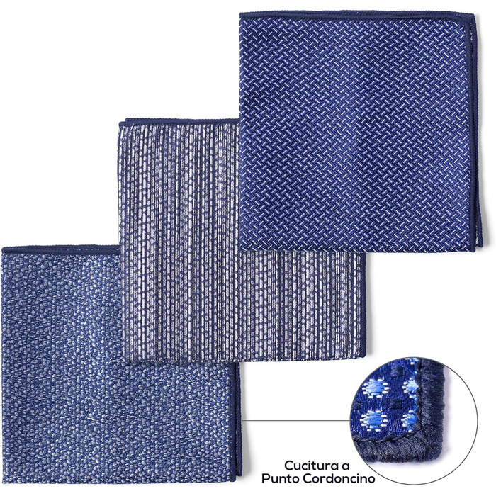 Набір краваток для чоловіків 3 шт. + 3 кишенькові хустинки | Подарунковий бокс для чоловіків | Класичний аксесуар для весілля | Білий та синій принт