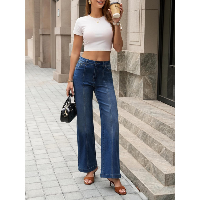 Джинси жіночі Cicy Bell Baggy висока талія, широкі штанини, темно-синій деним, з кишенями, розмір 36