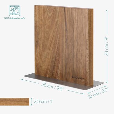 Navaris Double-Sided Magnetic Knife Holder made of Acacia - Magnetic Knife Block, Knife Board, Double-Sided Magnet Holder - Knife Holder, Wood, Unfurnished