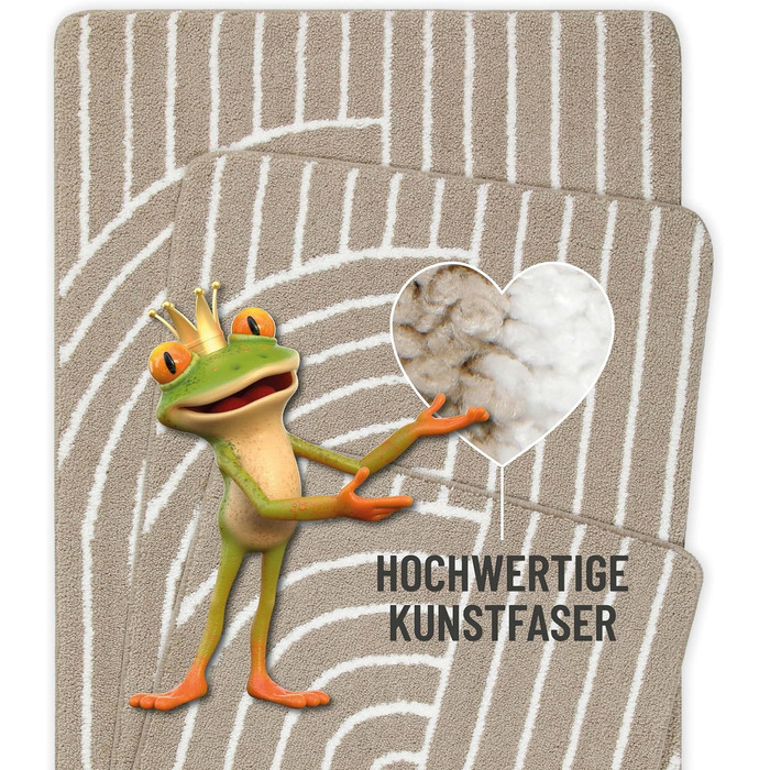 Килимок для ванної кімнати Wecon Home Hilda, бежевий, 55 x 65 см, антиковзаюча підкладка, сертифікат Oeko-Tex Standard 100, можна прати в пральній машині