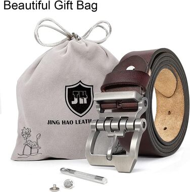 Чоловічий шкіряний ремінь JingHao, ширина 38 мм, довжина 110-170 см, універсальний, з дизайнерською пряжкою, чорний/коричневий, для великої талії (34'-36')