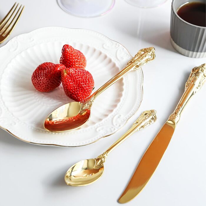 Набір столових приборів Prächtiges Barock 20 предметів з нержавіючої сталі 18/10, золотий колір, у подарунковій коробці (виделки, ложки, ножі)