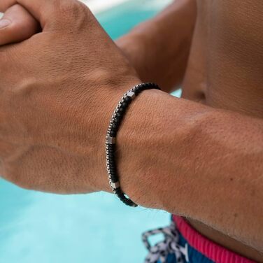 Чоловічий браслет Nami з перлами в срібному та бірюзовому кольорах, водостійкий, 18+4 см, подарунок для чоловіків