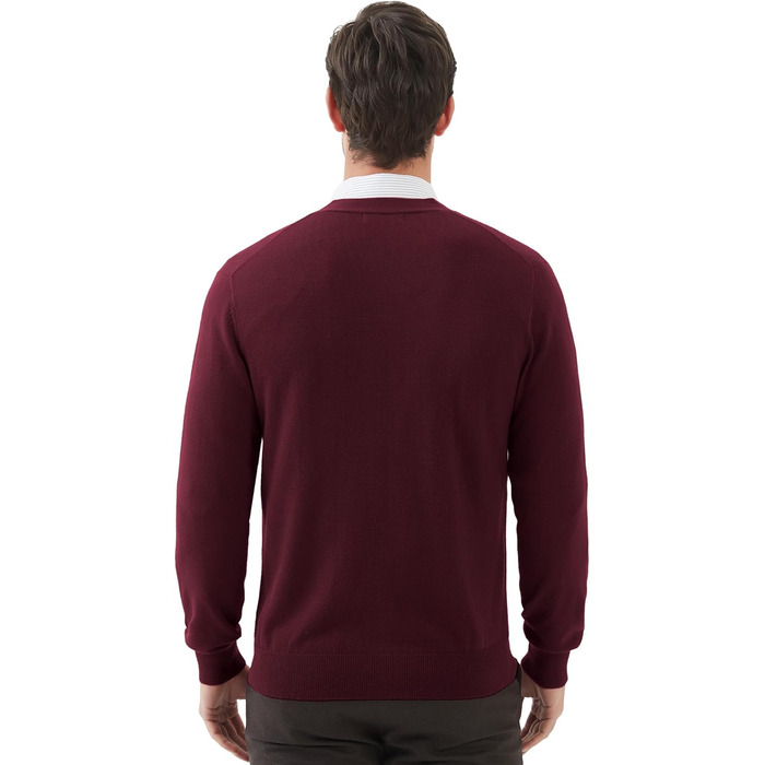 Чоловічий кардиган Kaspin з вовняної суміші, V-подібний виріз, на ґудзиках, з кишенями (Бургунді, S)