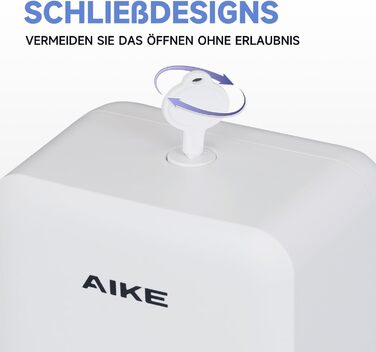 AIKE AK1006 800ML Soap Dispenser Wall Mount No Drilling, Manual Wall Soap Dispenser Made of Plastic, Liquid Soap Dispenser for Public Use, White