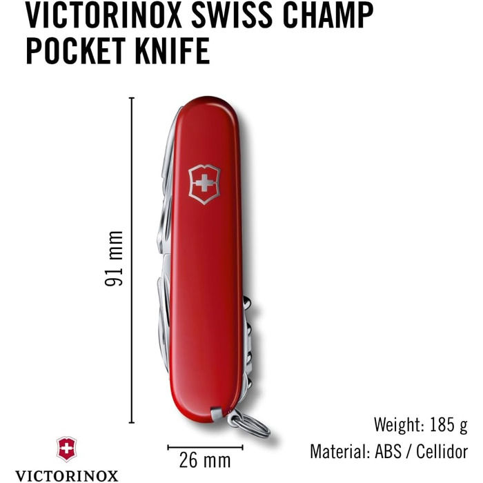 Швейцарський ніж Victorinox Swiss Champ: мультитул з 33 функціями, червоний