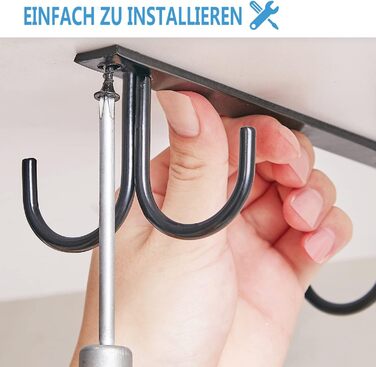 Тримач для чашок під шафу FOMANSH: 12 гачків для кухні, підставка для чашок, кавових горнятків, білий/чорний