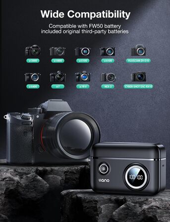 Акумулятор NP-FW50 1100 mAh 2 шт. + Швидке зарядне пристрій 18W для Sony Alpha A6400, A6000, A6300, A5100, ZV-E10, A7, A7S, A7R, A7ii та ін. з LED дисплеєм та магнітною кришкою