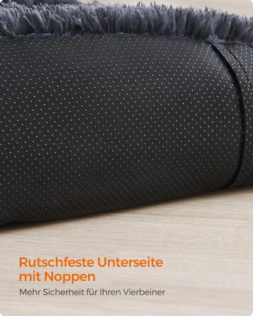 Feandrea FluffyHug Dog Bed, Plush, Dog Blanket Sofa, Sofa Protector Dog, Dog Cushion, Size M, for small and medium-sized dogs, 80 x 75 x 16 cm, dark grey PGW221G02