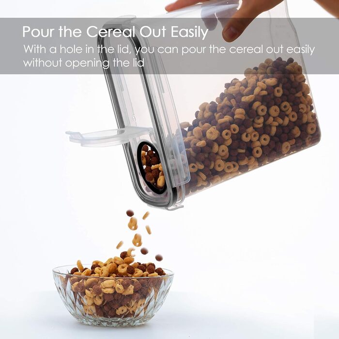 Набір контейнерів Vtopmart 4L: 4 герметичні контейнери для зберігання продуктів, з кришкою, для мюслі та кукурудзяних пластівців, BPA-free, з ручкою та етикеткою