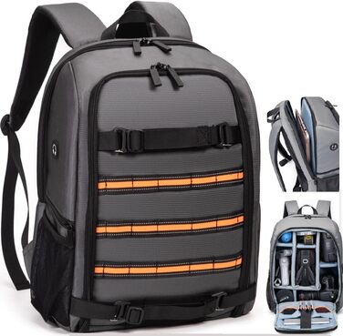 Рюкзак для камери Horfccid 23L: фотосумка, сумісна з DSLR, 15.6'' ноутбук, сірий