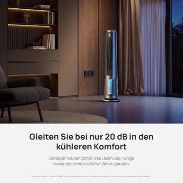 DREO TurboCool 765S: Ультразвуковий зволожувач-вентилятор з Wi-Fi, 6л, 10.4 м/с, 20 дБ, 90° осциляція, 12 швидкостей