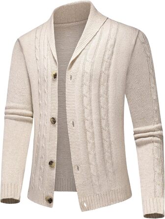 Чоловіча в'язана жилетка з коміром-шарфом, в'язаний пуловер, однорядна жилетка для осені та зими, бежевого кольору