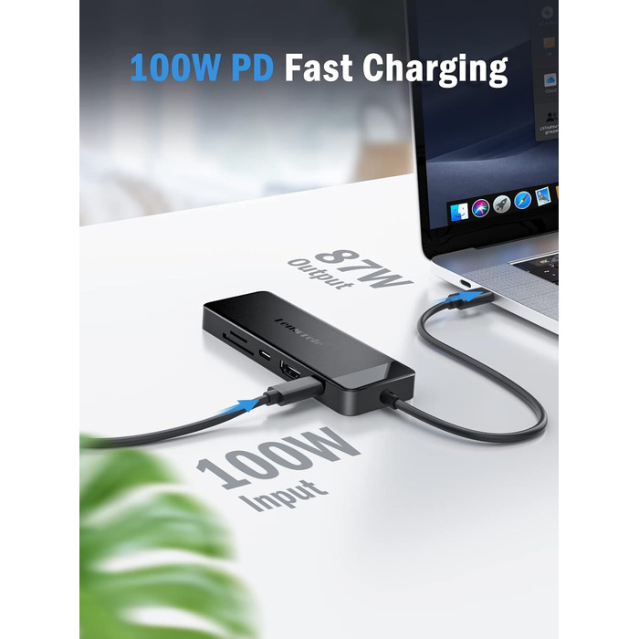 Lemorele USB-C док-станція: хаб з 2 HDMI, 3 USB 3.0/2.0, PD 100W для Windows, MacBook, Dell, HP, Surface (4K)