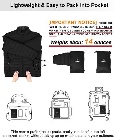 Чоловіча легка утеплена куртка-пуховик Outdoor Ventures, компактна стегана куртка, чорна, розмір XL